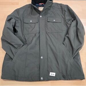 Hawke & Co Outfitter Jacket Mens XL Olive Green Full Zip Button Up Field Coat